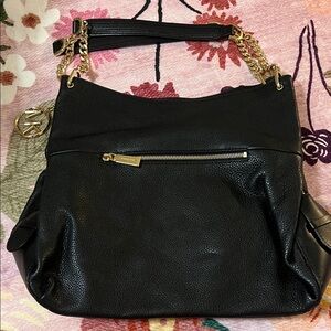 Michael Kors Black Shoulder Bag with Gold Chain